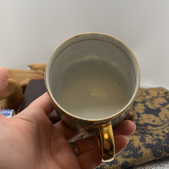 Royal Paisley Set of Two Green and Blue Pedestal Coffee Cups 1984 - Picture 7 of 8